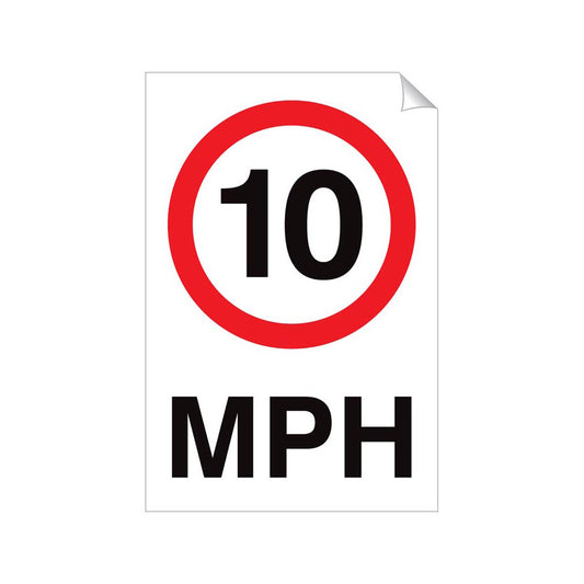 10 MPH Traffic Sticker 240x360mm Self-Adhesive Vinyl Qty 1