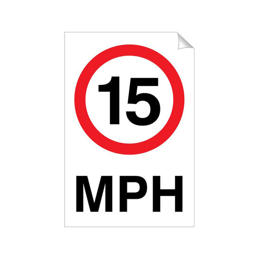 15 MPH Traffic Sticker 240x360mm Self-Adhesive Vinyl Qty 1