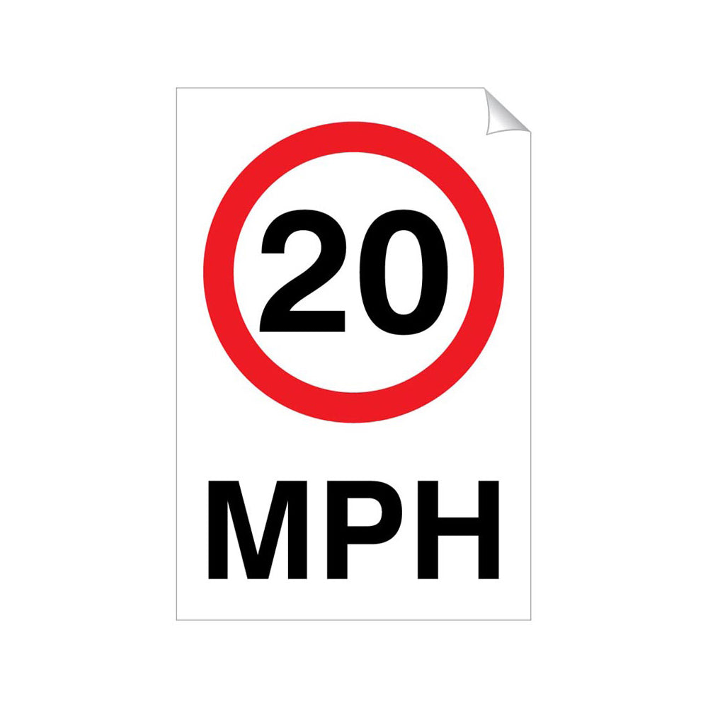 20 MPH Traffic Sticker 240x360mm Self-Adhesive Vinyl Qty 1