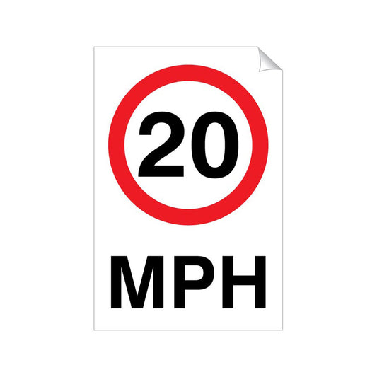 20 MPH Traffic Sticker 240x360mm Self-Adhesive Vinyl Qty 1