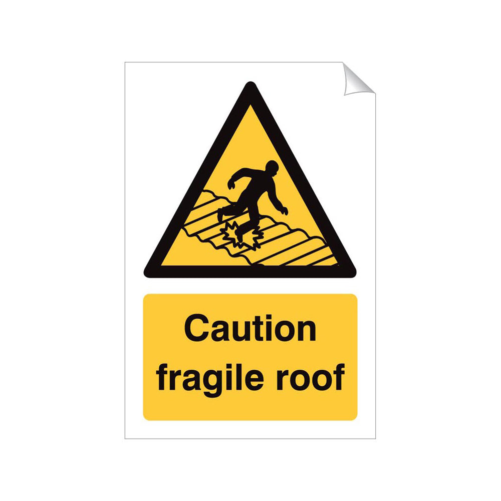 Caution Fragile Roof Safety Sticker 240x360mm Self-Adhesive Vinyl Qty 1