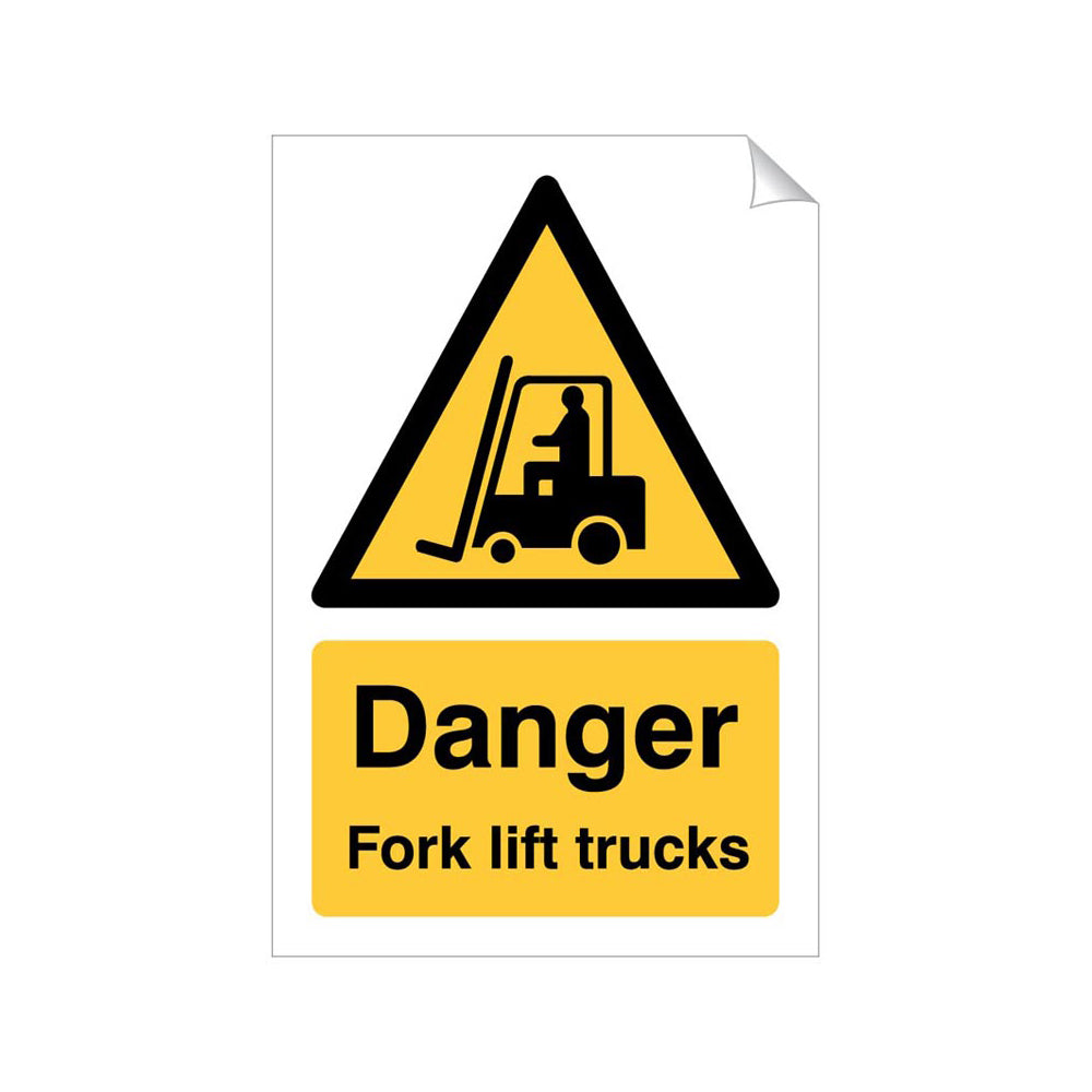Danger Fork Lift Trucks Safety Sticker 240x360mm Self-Adhesive Vinyl Qty 1