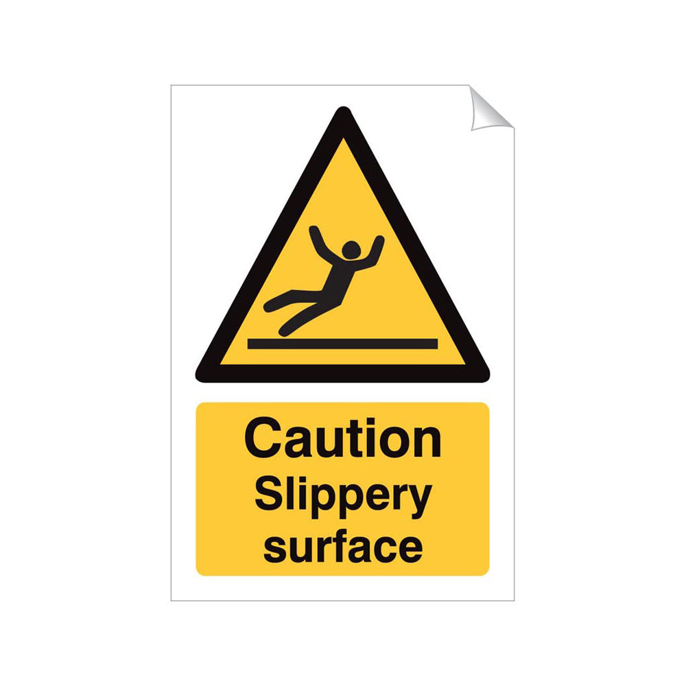 Caution Slippery Surface Safety Sticker 240x360mm Self-Adhesive Vinyl Qty 1