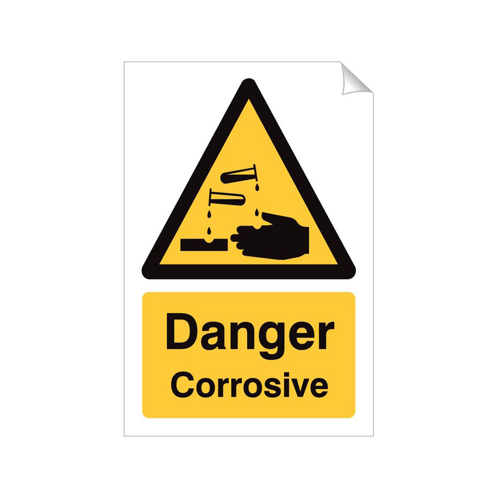 Danger Corrosive Safety Sticker 240x360mm Self-Adhesive Vinyl Qty 1