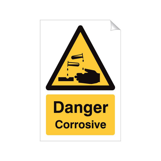 Danger Corrosive Safety Sticker 240x360mm Self-Adhesive Vinyl Qty 1