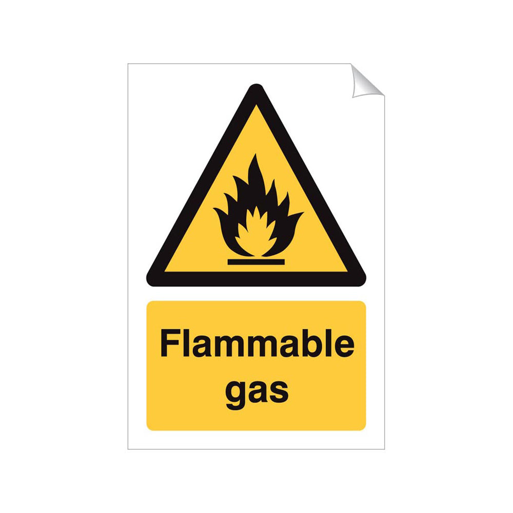 Flammable Gas Safety Sticker 240x360mm Self-Adhesive Vinyl Qty 1