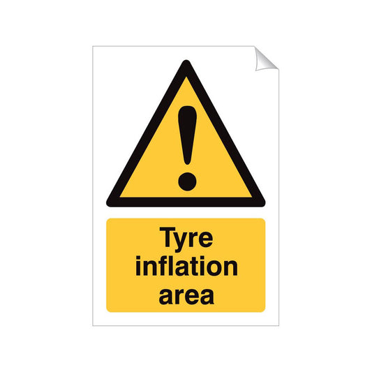 Tyre Inflation Area Safety Sticker 240x360mm Self-Adhesive Vinyl Qty 1