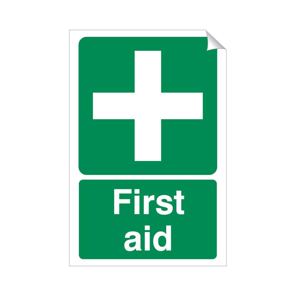 First Aid Safety Sticker 240x360mm Self-Adhesive Vinyl Qty 1