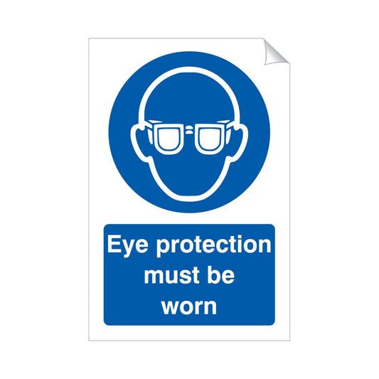 Eye Protection Must Be Worn Safety Sticker 240x360mm Self-Adhesive Vinyl Qty 1