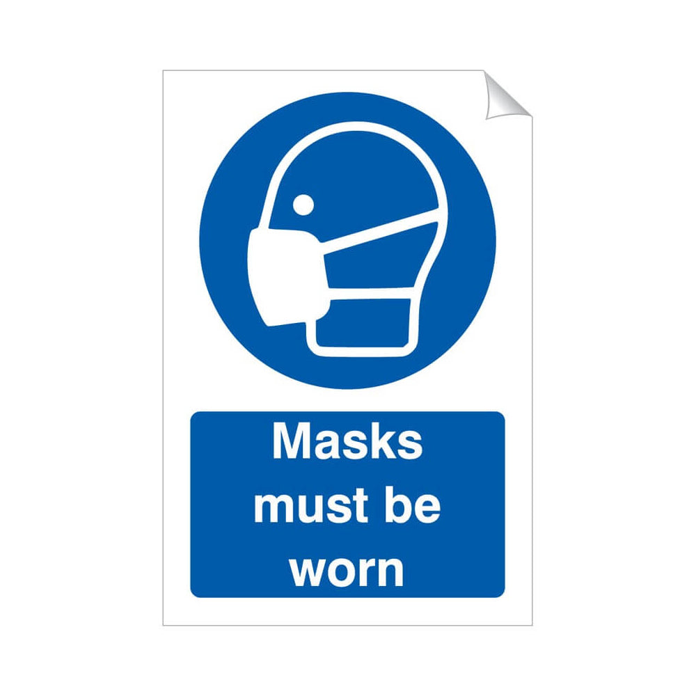 Masks Must Be Worn Safety Sticker 240x360mm Self-Adhesive Vinyl Qty 1