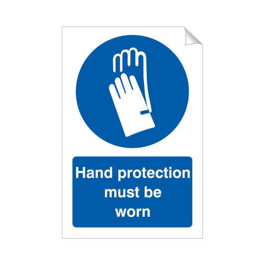 Hand Protection Must Be Worn Safety Sticker 240x360mm Self-Adhesive Vinyl Qty 1