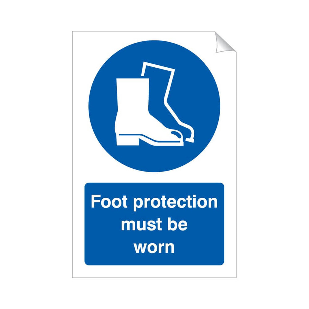 Foot Protection Must Be Worn Safety Sticker 240x360mm Self-Adhesive Vinyl Qty 1