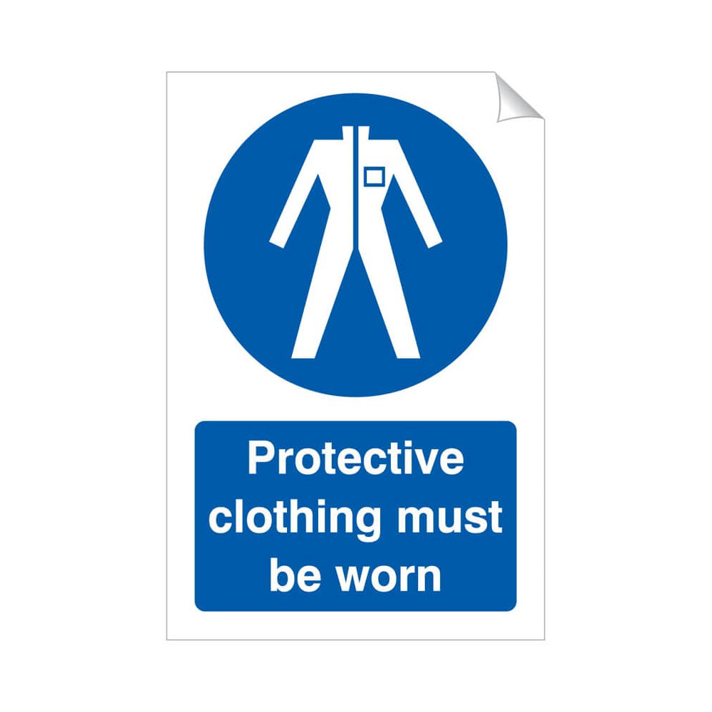 Protective Clothing Must Be Worn Sticker 240x360mm Vinyl Qty 1