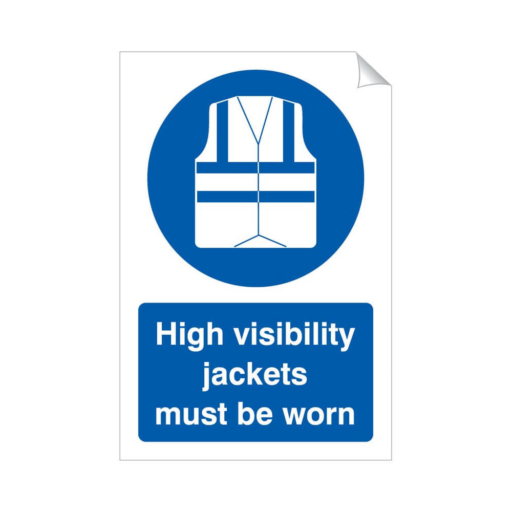 High Visibility Jackets Must Be Worn Sticker 240x360mm Vinyl Qty 1