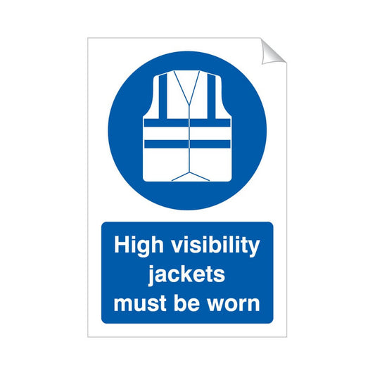 High Visibility Jackets Must Be Worn Sticker 240x360mm Vinyl Qty 1