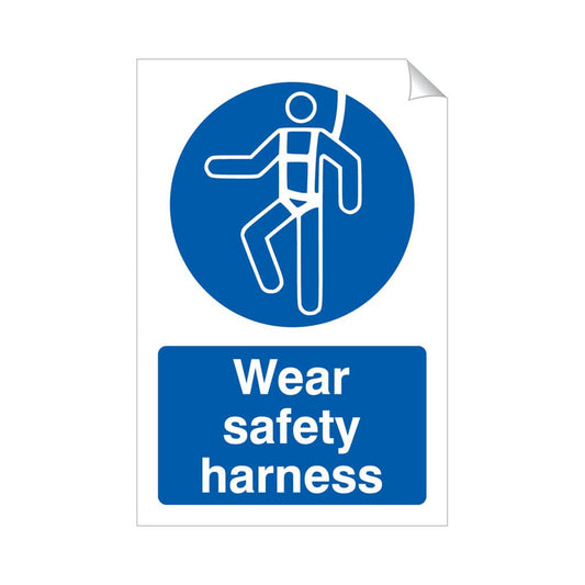 Wear Safety Harness Safety Sticker 240x360mm Self-Adhesive Vinyl Qty 1