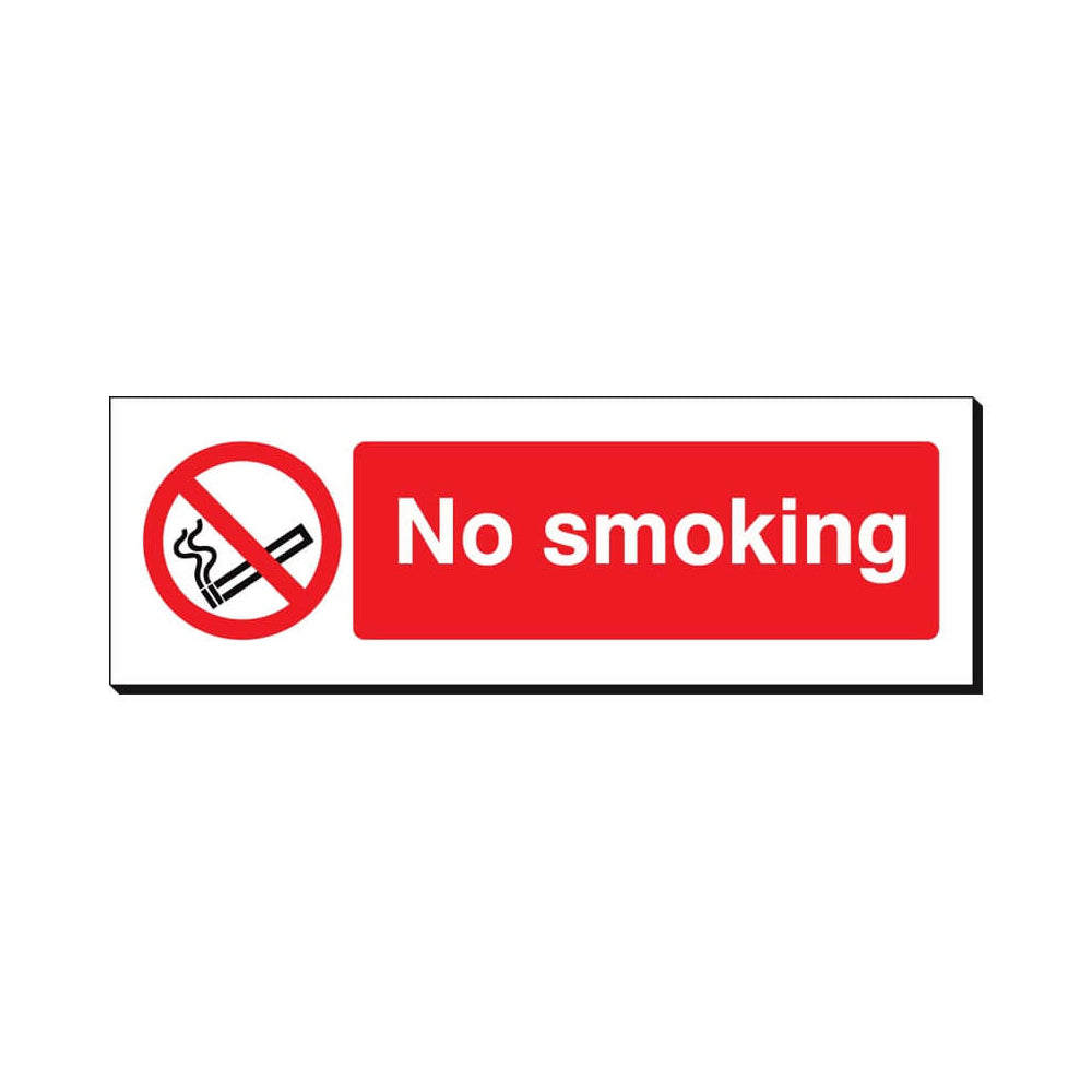 No Smoking Safety Sign 360x120mm Waterproof 3 mm Foamex Board Qty 1