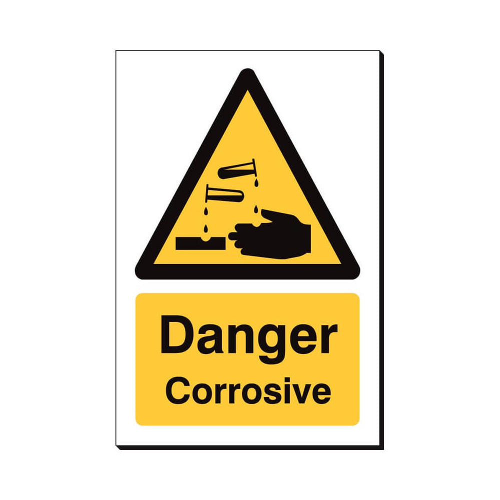 Danger Corrosive Safety Sign 240x360mm Waterproof 3 mm Foamex Board Qty 1