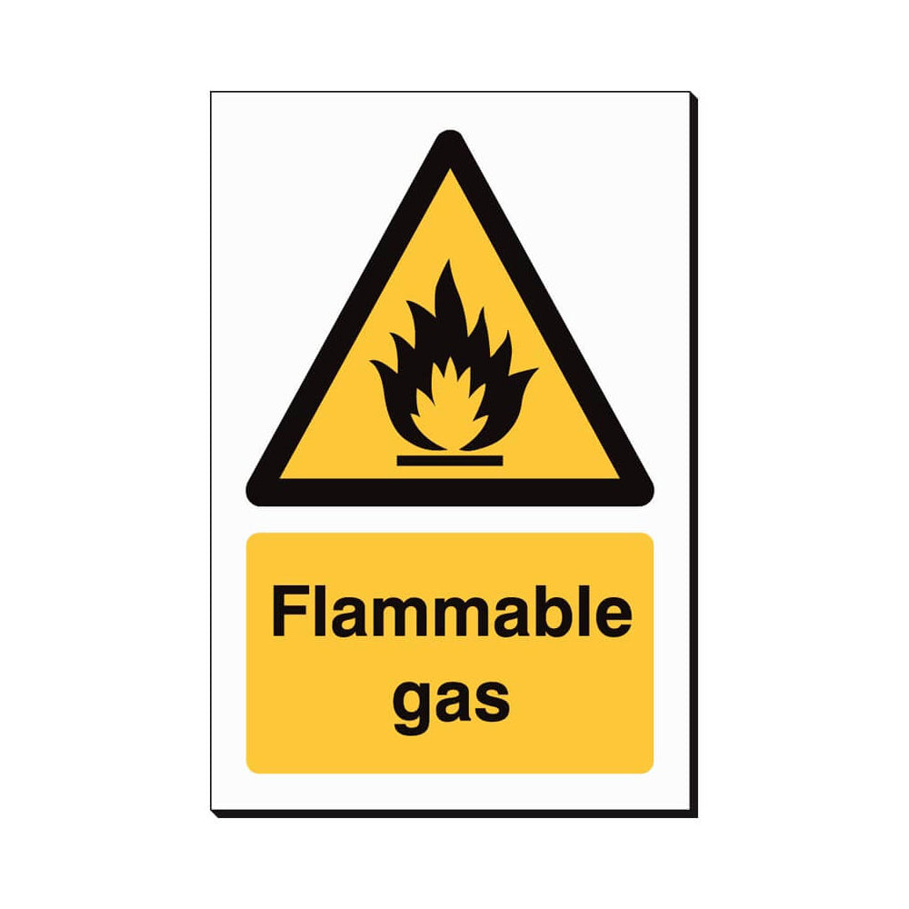Flammable Gas Safety Sign 240x360mm Waterproof 3 mm Foamex Board Qty 1