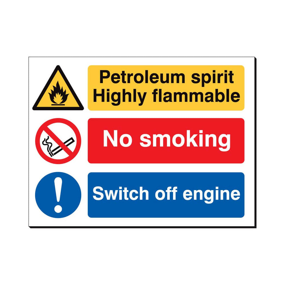 Petroleum Spirit Highly Flammable Sign 480x350mm Foamex Board Qty 1