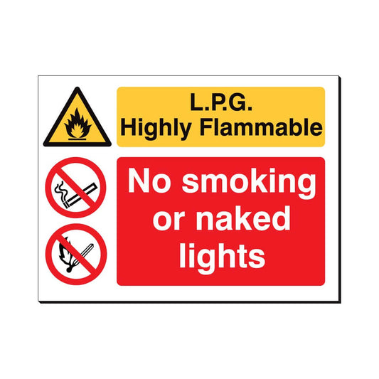 LPG Highly Flammable Safety Sign 480x350mm Waterproof 3 mm Foamex Board Qty 1