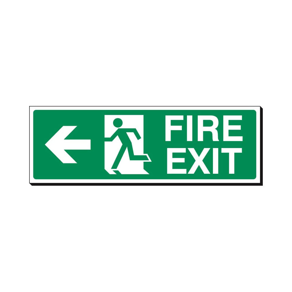 Fire Exit Left Arrow Safety Sign 360x120mm Waterproof 3 mm Foamex Board Qty 1