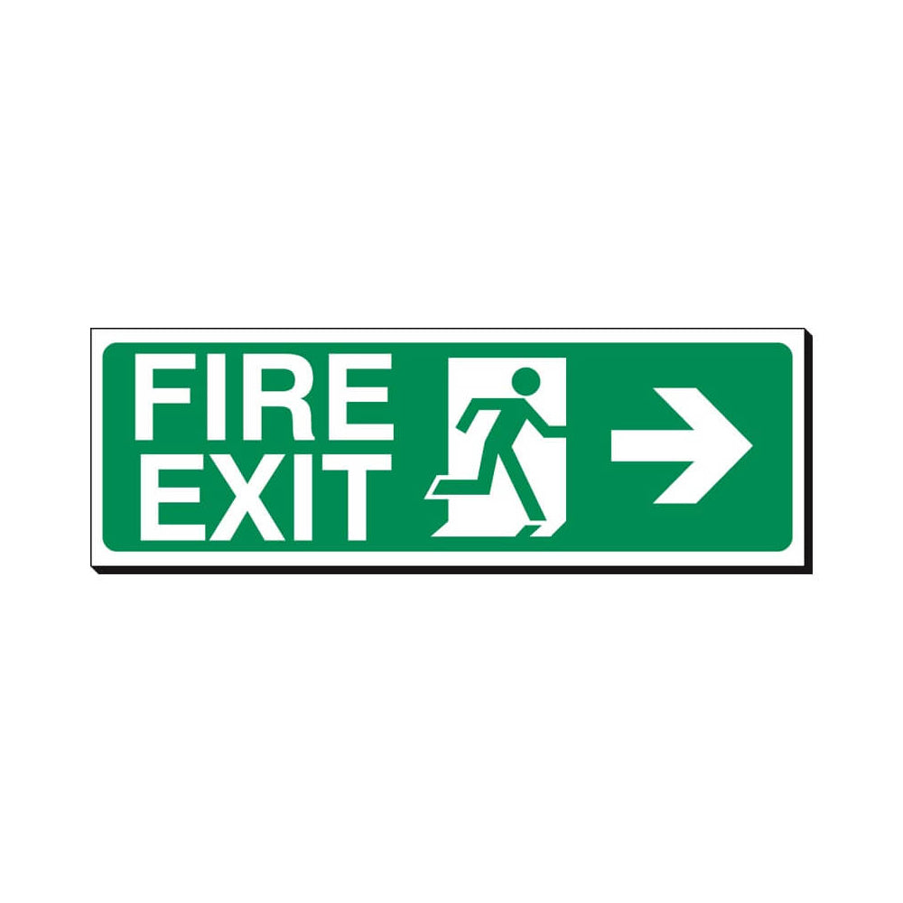 Fire Exit Right Arrow Safety Sign 360x120mm Waterproof 3 mm Foamex Board Qty 1