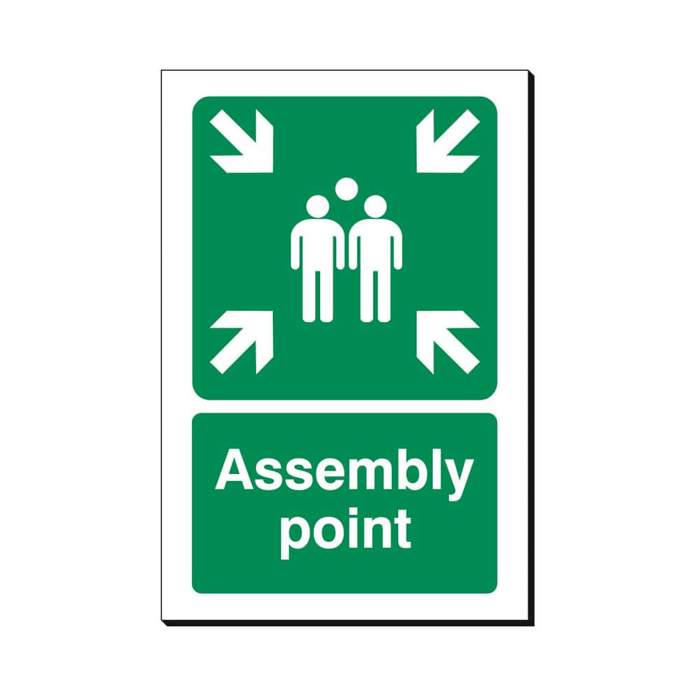 Assembly Point Safety Sign 240x360mm Waterproof 3 mm Foamex Board Qty 1