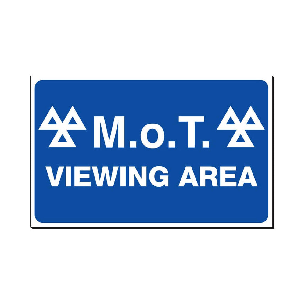 MOT Viewing Area Safety Sign 480x300mm Waterproof 3 mm Foamex Board Qty 1