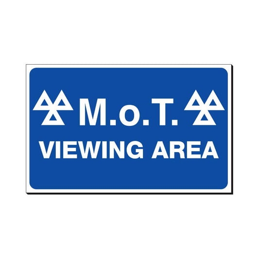MOT Viewing Area Safety Sign 480x300mm Waterproof 3 mm Foamex Board Qty 1