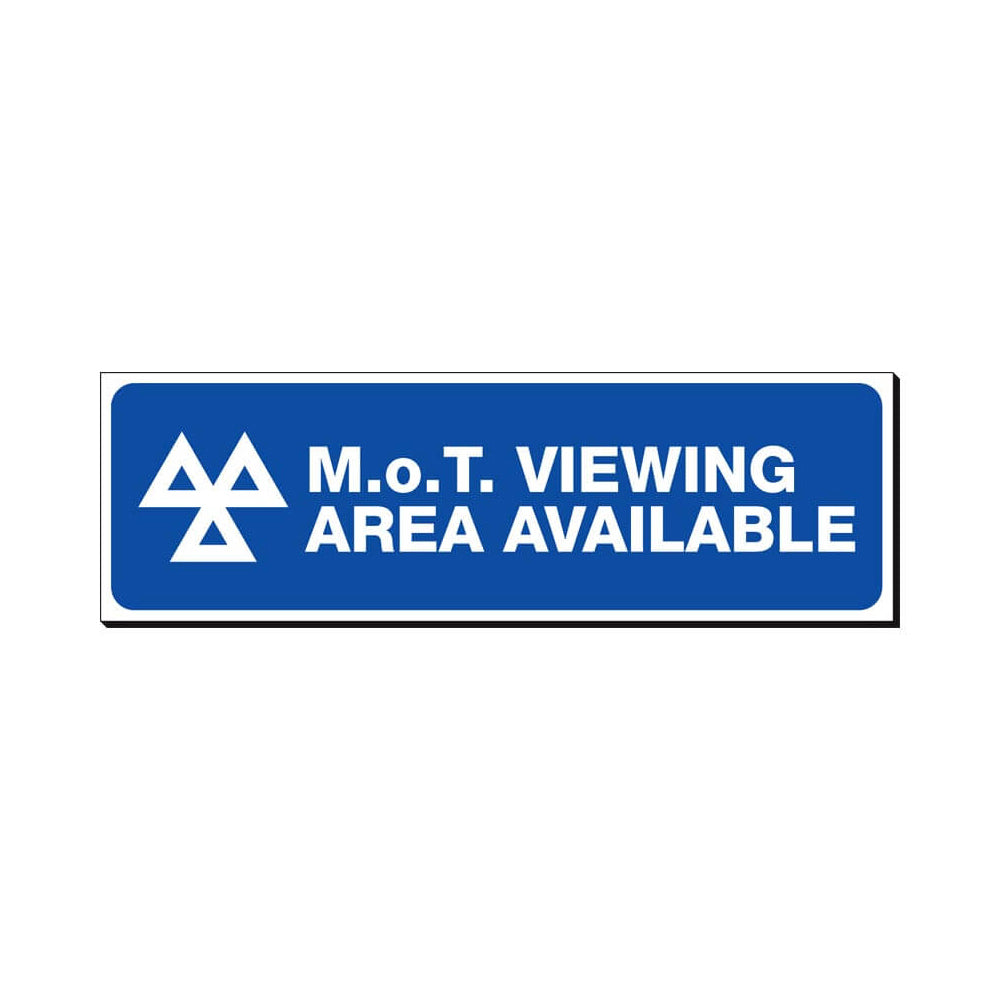 MOT Viewing Area Available Sign 480x150mm Foamex Board Qty 1