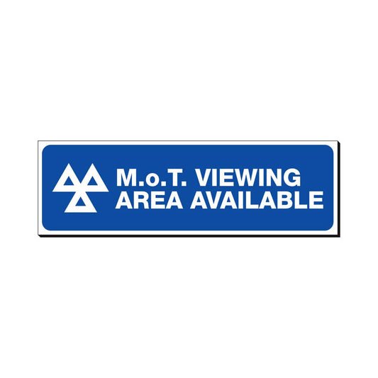 MOT Viewing Area Available Sign 480x150mm Foamex Board Qty 1