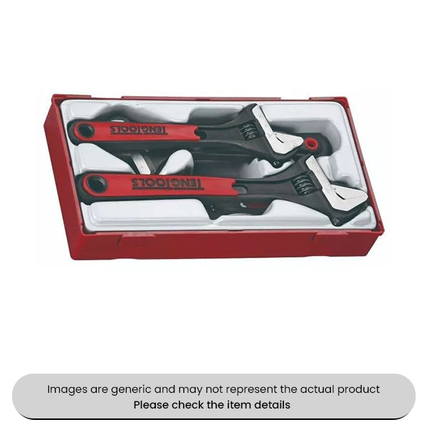 3 Adjustable Wrench Set TPR Grip and 8" Wide Jaw 4 Piece Pack Qty 1