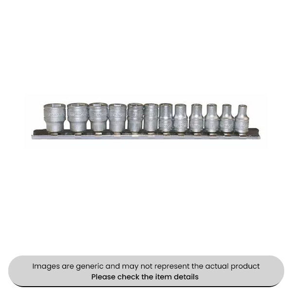 Chrome Vanadium Socket Clip Rail 1/4" Drive Regular 12 Piece Pack Qty 1