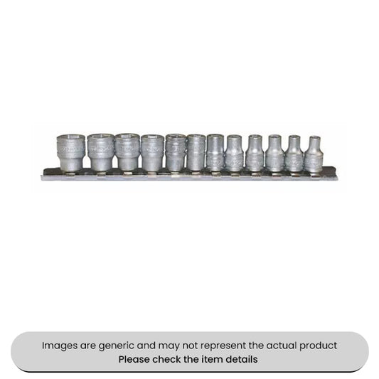 Chrome Vanadium Socket Clip Rail 1/4" Drive Regular 12 Piece Pack Qty 1