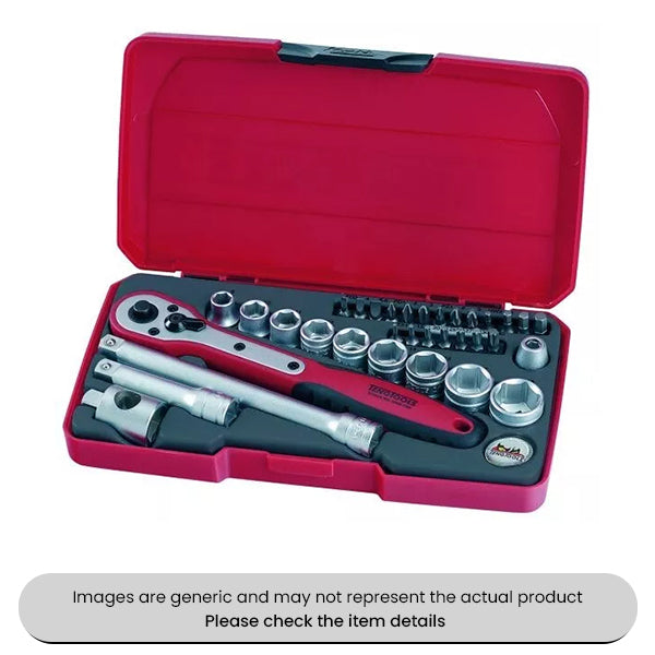 Socket Set 3/8" Drive 34 Piece With Snap Lock & Hinges Pack Qty 1