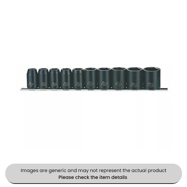 Impact Socket Rail Set 1/2" Drive Regular, 10 Piece Pack Qty 1