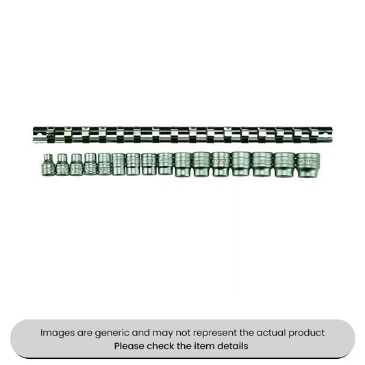 Chrome Vanadium Steel Metric Socket Clip Rail 3/8" Drive 16 Piece Pack Qty 1