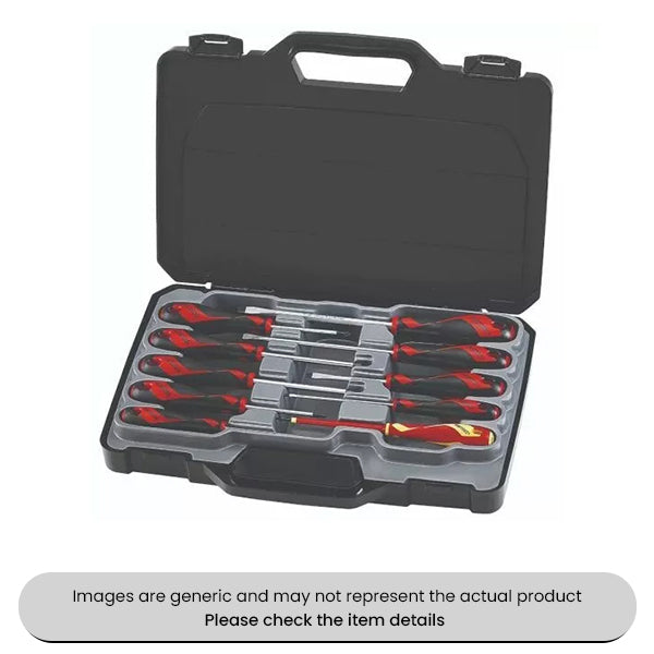 Flat, Phillips & Pozi Type Screwdriver Set 10 Piece Pack Qty 1