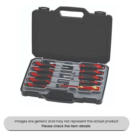 Flat, Phillips & Pozi Type Screwdriver Set 10 Piece Pack Qty 1