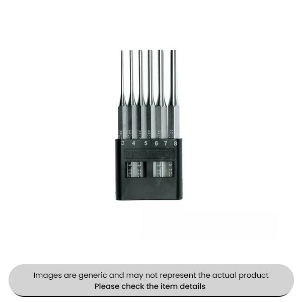 Carbon Steel Parallel Pin Punch Set 6 Piece 3-8mm Pack Qty 1