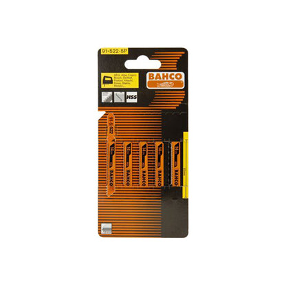 BAHCO Jigsaw Blade - HSS, 75mm x 21 TPI, For Metal Thickness 1–3mm, Euro Shank, Blister Pack Pack of 5