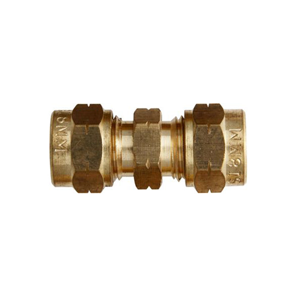 Tube Couplings Brass with Stepped Olives 14mm Connector Pack of 10 Sets