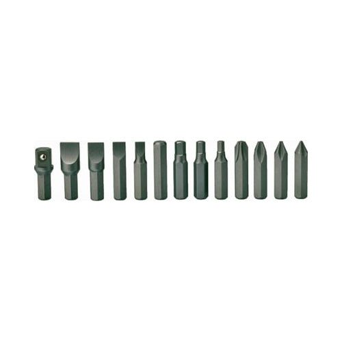 Teng Tools Impact Driver Bits Set 1/2" Drive 13 Piece Slotted/PH/Hex Storage Case Qty 1 Set