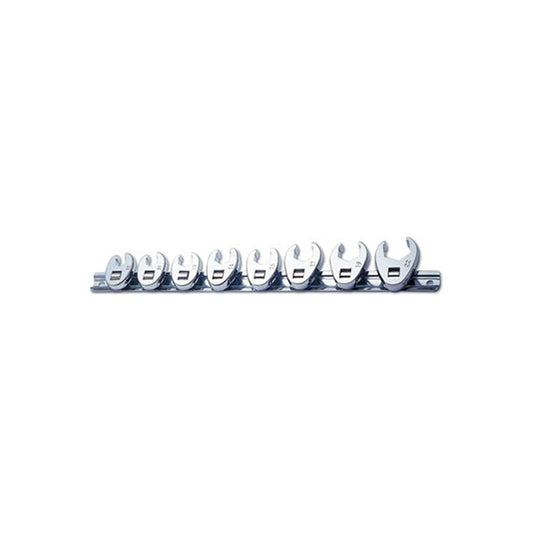 Laser Flare Nut Crowfoot Spanner Set 3/8" Drive 8pc Sizes 10–22mm Rail Qty 1