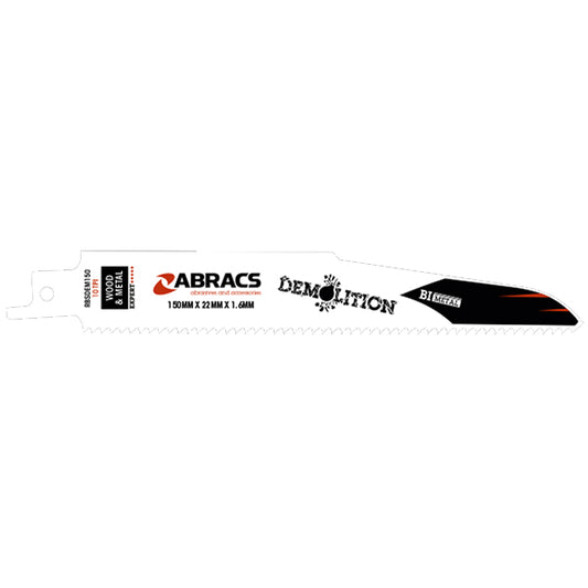 ABRACS Recip Saw Blade - 150 x 22mm, 10 TPI, Heavy Duty Cut, For Construction Materials Pack of 3