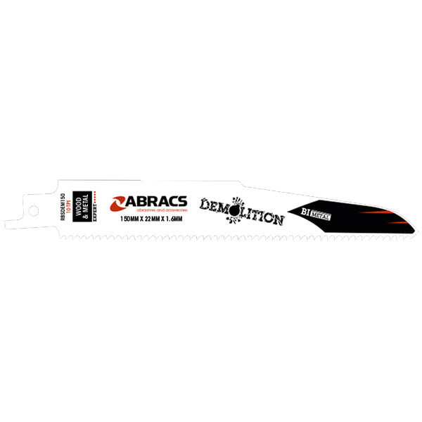 ABRACS Recip Saw Blade - 225 x 22mm, 10 TPI, Heavy Duty Cut, For Construction Materials Pack of 3