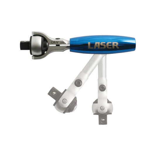 LASER LASER Ratchet - 3/8" Drive, Swivel Head, Chrome Plated, Dual Function (Swivel or T?Handle) Qty 1