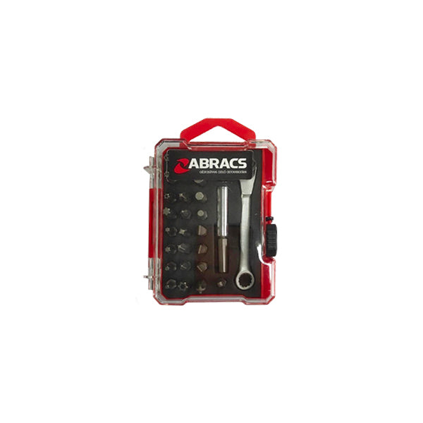 Abracs Screwdriver & Ratchet Bit Set 29pc Holder Slotted Phillips Pozidriv Qty 1 Set