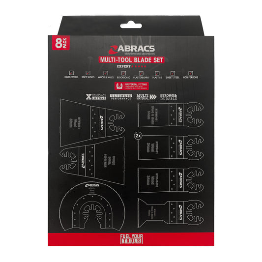 ABRACS Multi?Tool Set - 8pc Kit, Wood & Metal Blades, Chrome?Vanadium & Bi?Metal Construction Qty 1 Set